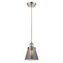 Cone Mini Pendant shown in the Brushed Satin Nickel finish with a Plated Smoke shade