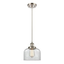 Bell Mini Pendant shown in the Brushed Satin Nickel finish with a Clear shade