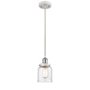 Bell Mini Pendant shown in the White and Polished Chrome finish with a Seedy shade