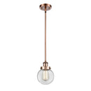 Beacon Mini Pendant shown in the Antique Copper finish with a Clear shade