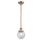 Beacon Mini Pendant shown in the Antique Copper finish with a Seedy shade