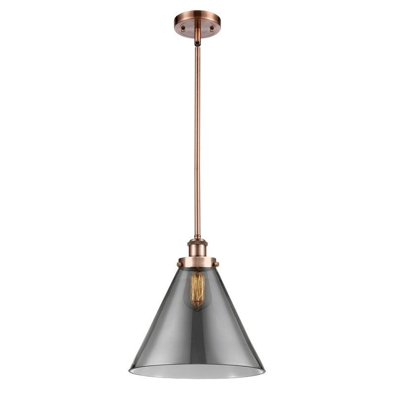 Cone Mini Pendant shown in the Antique Copper finish with a Plated Smoke shade