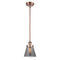 Cone Mini Pendant shown in the Antique Copper finish with a Plated Smoke shade