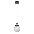 Beacon Mini Pendant shown in the Black Antique Brass finish with a Seedy shade