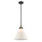 Cone Mini Pendant shown in the Black Antique Brass finish with a Matte White shade