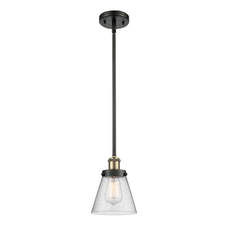 Cone Mini Pendant shown in the Black Antique Brass finish with a Seedy shade