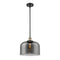 Bell Mini Pendant shown in the Black Antique Brass finish with a Plated Smoke shade