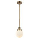 Beacon Mini Pendant shown in the Brushed Brass finish with a Matte White shade