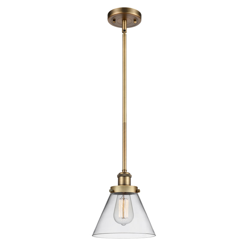 Cone Mini Pendant shown in the Brushed Brass finish with a Clear shade