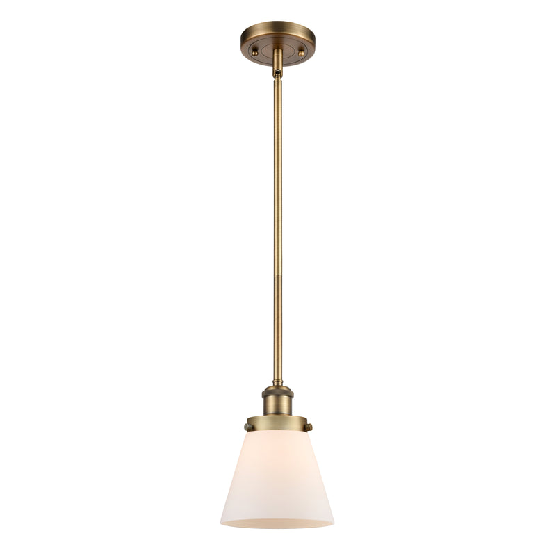 Cone Mini Pendant shown in the Brushed Brass finish with a Matte White shade