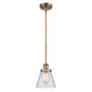 Cone Mini Pendant shown in the Brushed Brass finish with a Clear shade