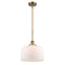 Bell Mini Pendant shown in the Brushed Brass finish with a Matte White shade