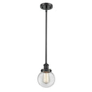 Beacon Mini Pendant shown in the Matte Black finish with a Clear shade