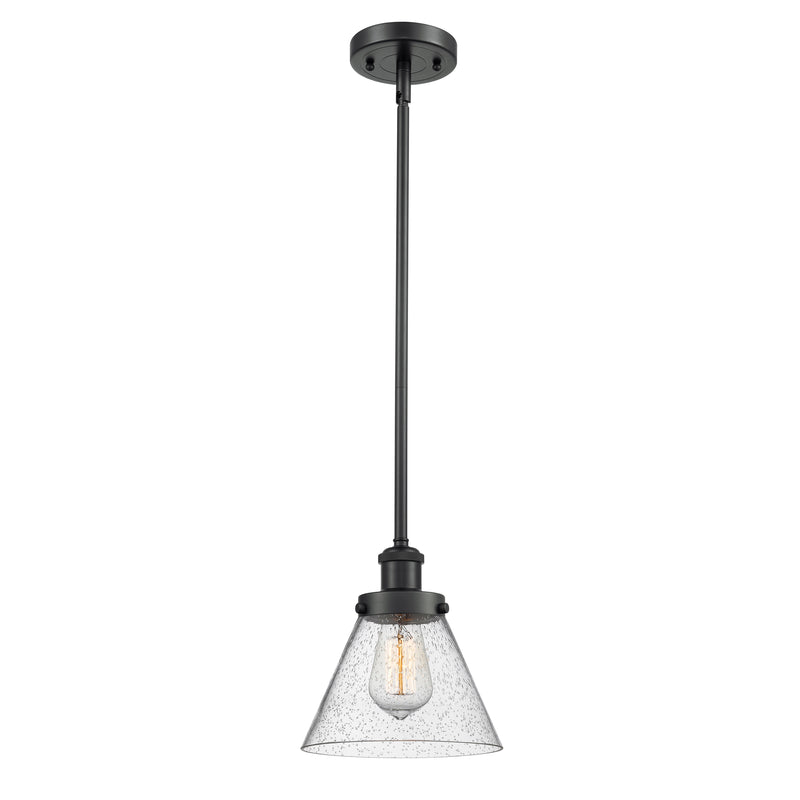 Cone Mini Pendant shown in the Matte Black finish with a Seedy shade