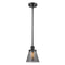 Cone Mini Pendant shown in the Matte Black finish with a Plated Smoke shade