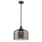 Bell Mini Pendant shown in the Matte Black finish with a Plated Smoke shade