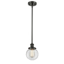 Beacon Mini Pendant shown in the Oil Rubbed Bronze finish with a Clear shade