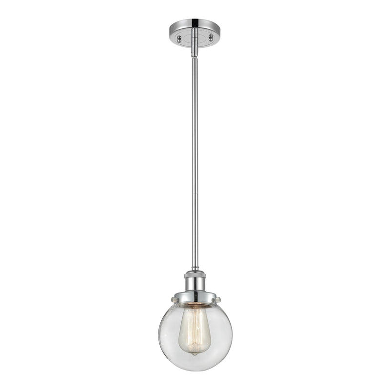 Beacon Mini Pendant shown in the Polished Chrome finish with a Clear shade