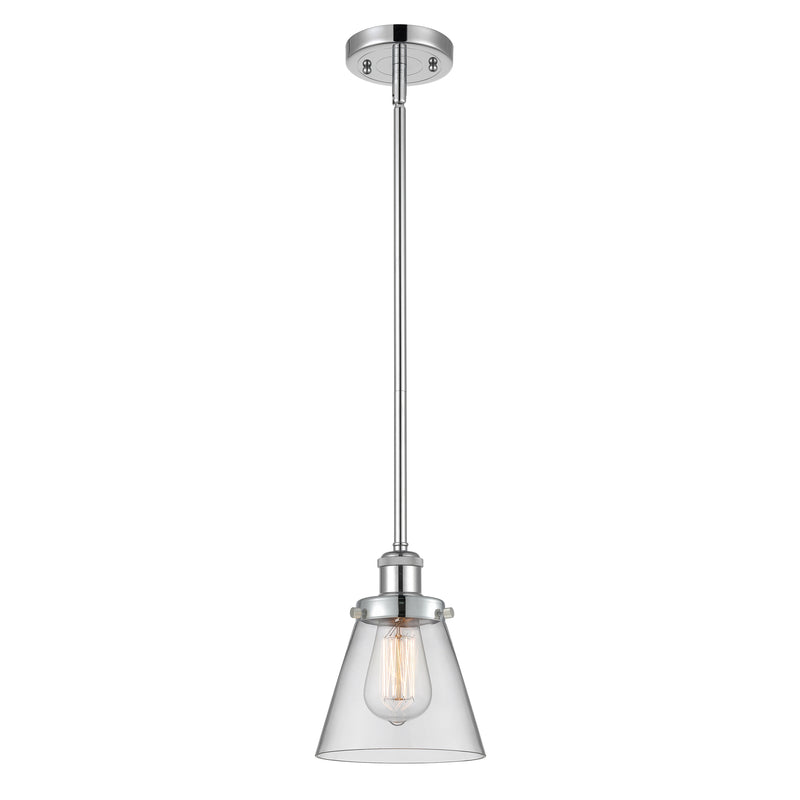 Cone Mini Pendant shown in the Polished Chrome finish with a Clear shade