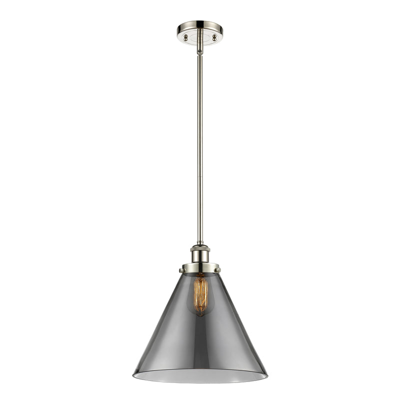 Cone Mini Pendant shown in the Polished Nickel finish with a Plated Smoke shade