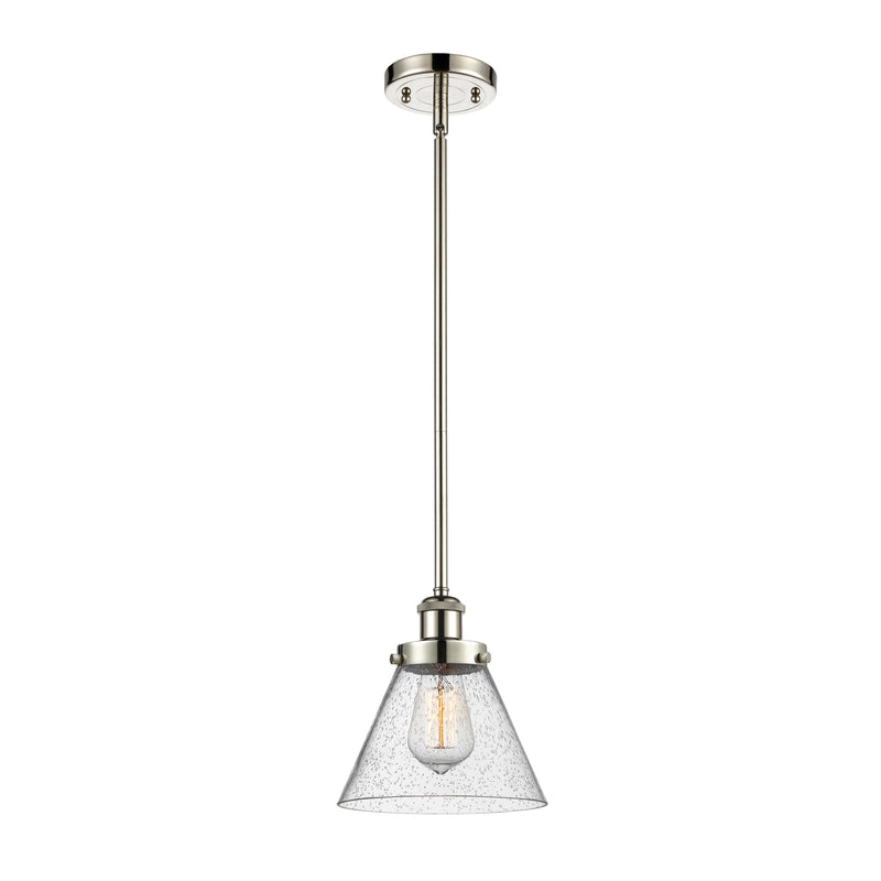 Cone Mini Pendant shown in the Polished Nickel finish with a Seedy shade