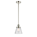 Cone Mini Pendant shown in the Polished Nickel finish with a Seedy shade