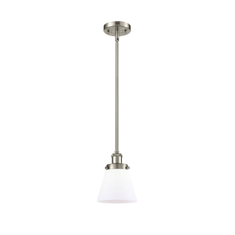 Cone Mini Pendant shown in the Brushed Satin Nickel finish with a Matte White shade