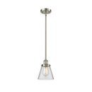 Cone Mini Pendant shown in the Brushed Satin Nickel finish with a Clear shade