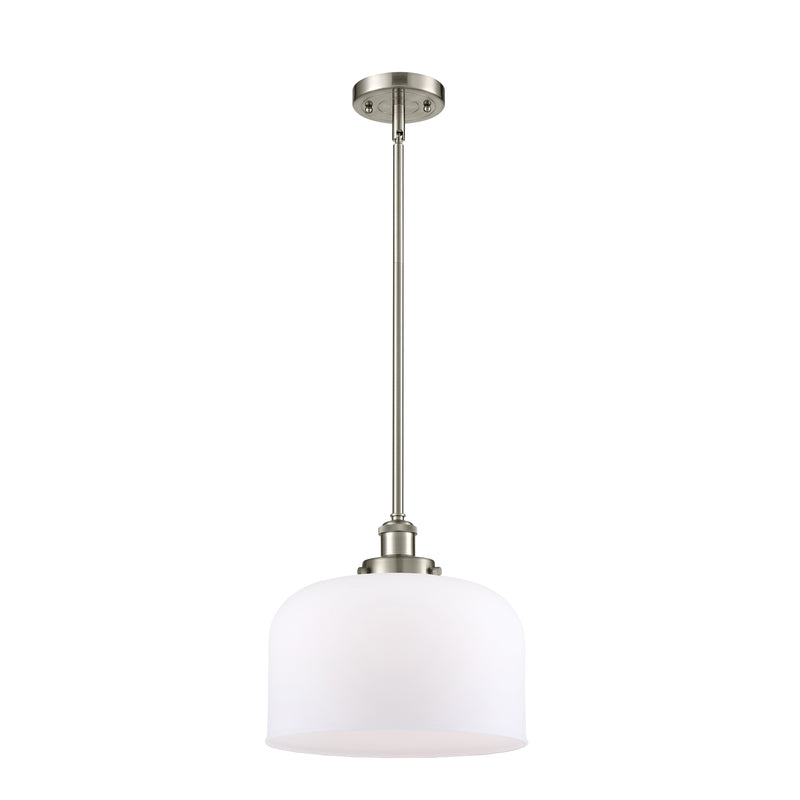 Bell Mini Pendant shown in the Brushed Satin Nickel finish with a Matte White shade