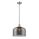 Bell Mini Pendant shown in the Brushed Satin Nickel finish with a Plated Smoke shade