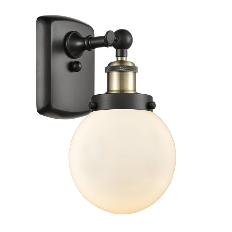 Beacon Sconce shown in the Black Antique Brass finish with a Matte White shade