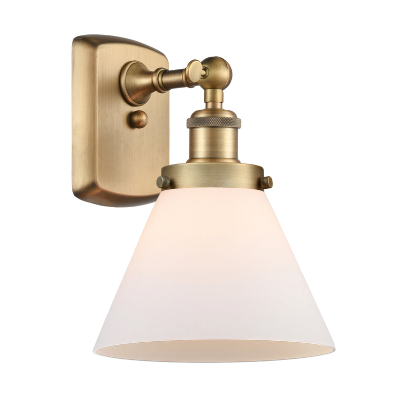 Cone Sconce shown in the Brushed Brass finish with a Matte White shade