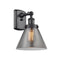 Cone Sconce shown in the Matte Black finish with a Plated Smoke shade