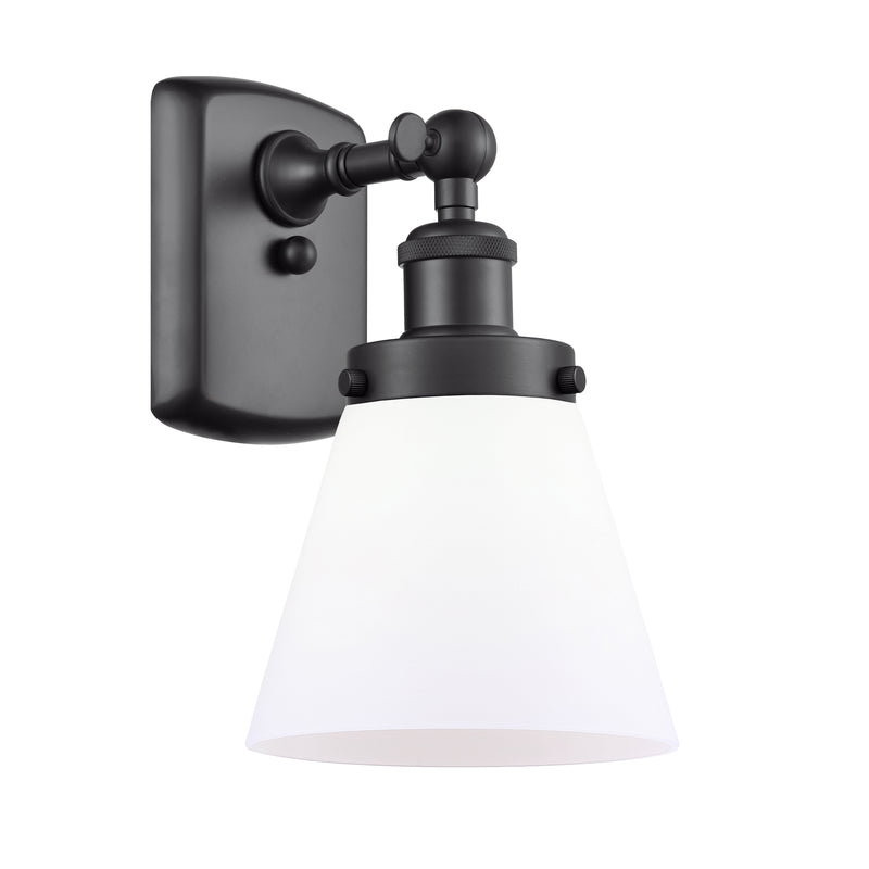 Cone Sconce shown in the Matte Black finish with a Matte White shade