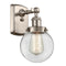 Beacon Sconce shown in the Brushed Satin Nickel finish with a Clear shade