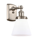 Cone Sconce shown in the Brushed Satin Nickel finish with a Matte White shade