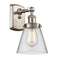 Cone Sconce shown in the Brushed Satin Nickel finish with a Clear shade