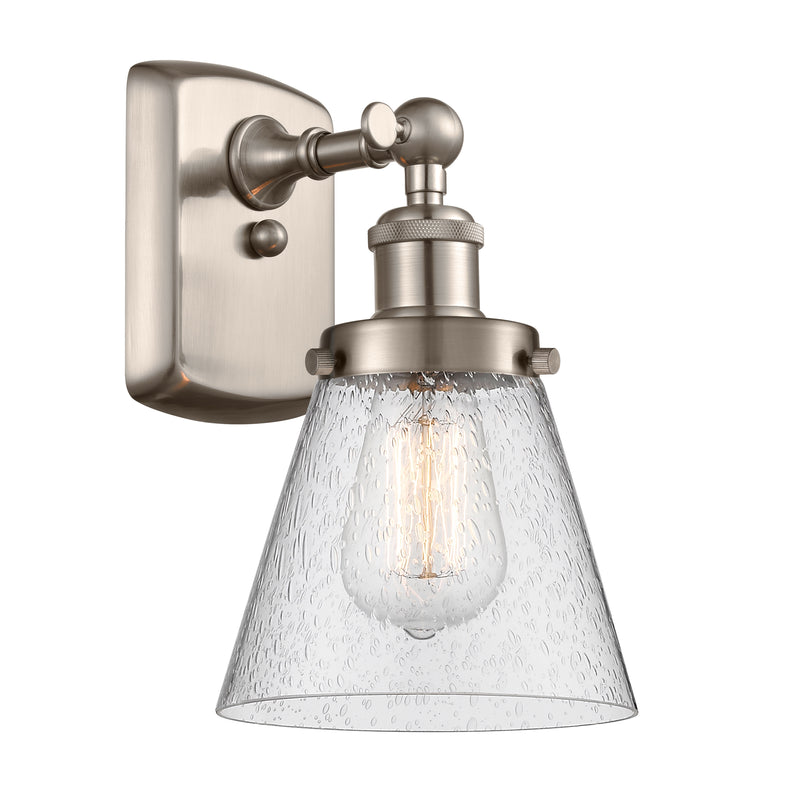 Cone Sconce shown in the Brushed Satin Nickel finish with a Seedy shade