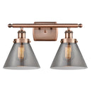 Cone Bath Vanity Light shown in the Antique Copper finish with a Plated Smoke shade