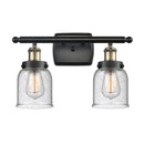 Bell Bath Vanity Light shown in the Black Antique Brass finish with a Seedy shade