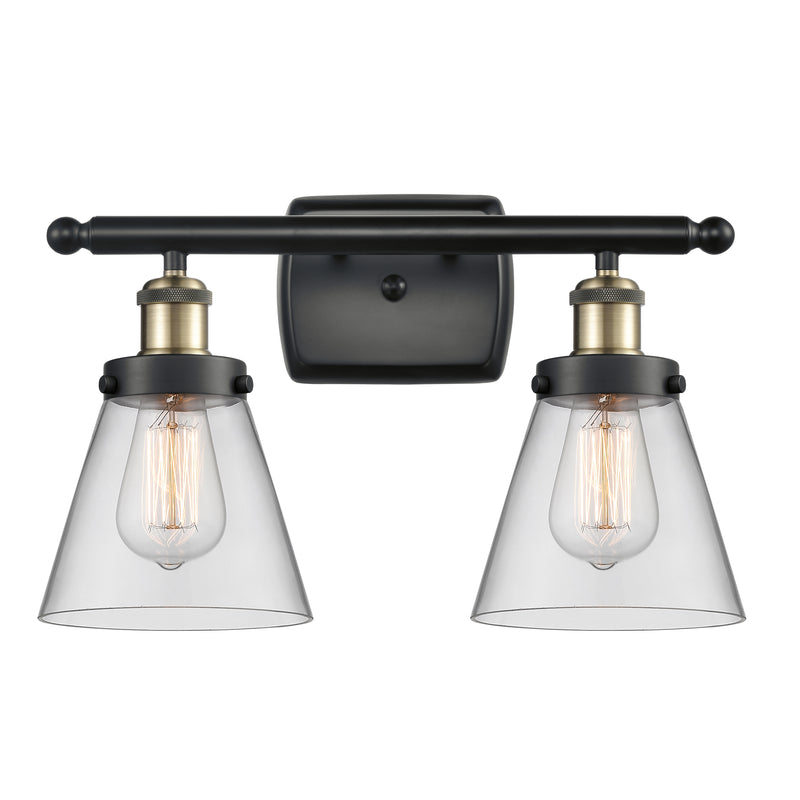 Cone Bath Vanity Light shown in the Black Antique Brass finish with a Clear shade