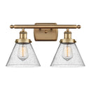 Cone Bath Vanity Light shown in the Brushed Brass finish with a Seedy shade