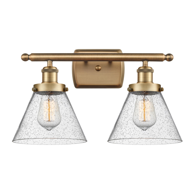 Cone Bath Vanity Light shown in the Brushed Brass finish with a Seedy shade