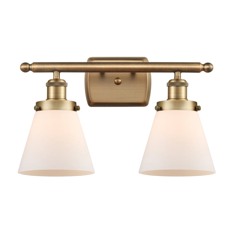 Cone Bath Vanity Light shown in the Brushed Brass finish with a Matte White shade