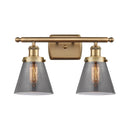 Cone Bath Vanity Light shown in the Brushed Brass finish with a Plated Smoke shade