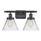 Cone Bath Vanity Light shown in the Matte Black finish with a Clear shade