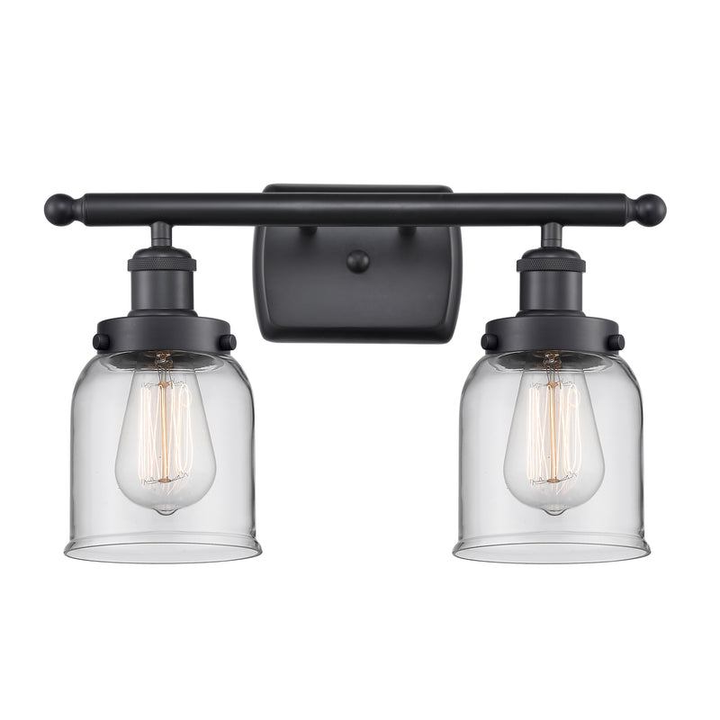 Bell Bath Vanity Light shown in the Matte Black finish with a Clear shade