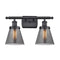 Cone Bath Vanity Light shown in the Matte Black finish with a Plated Smoke shade