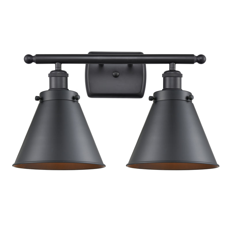 Appalachian Bath Vanity Light shown in the Matte Black finish with a Matte Black shade