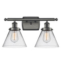 Cone Bath Vanity Light shown in the Oil Rubbed Bronze finish with a Clear shade